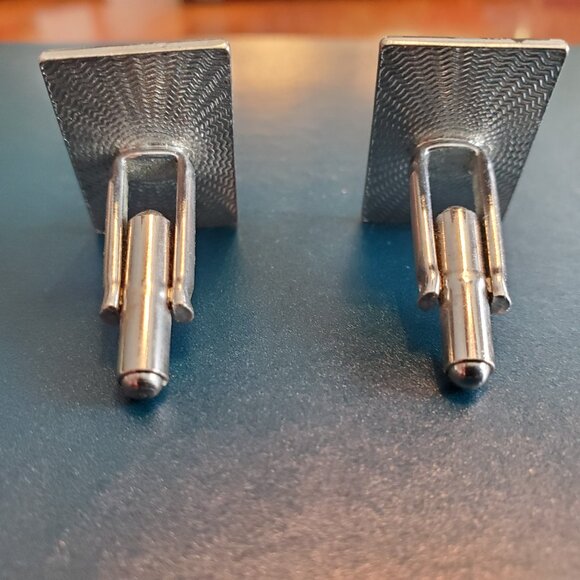 VTG Cufflinks & Tie Clip Silver Abalone Shell? Blue Grey 26 Grams Art Deco - Picture 3 of 10